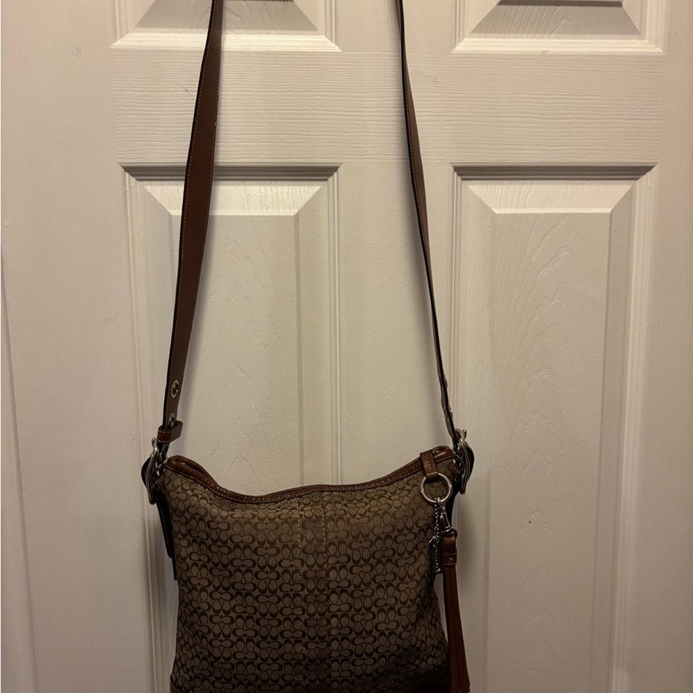 Coach VINTAGE F066-F10417 Signature Mini C Tan Canvas/Leather Shoulderbah VGUC - Picture 5 of 14